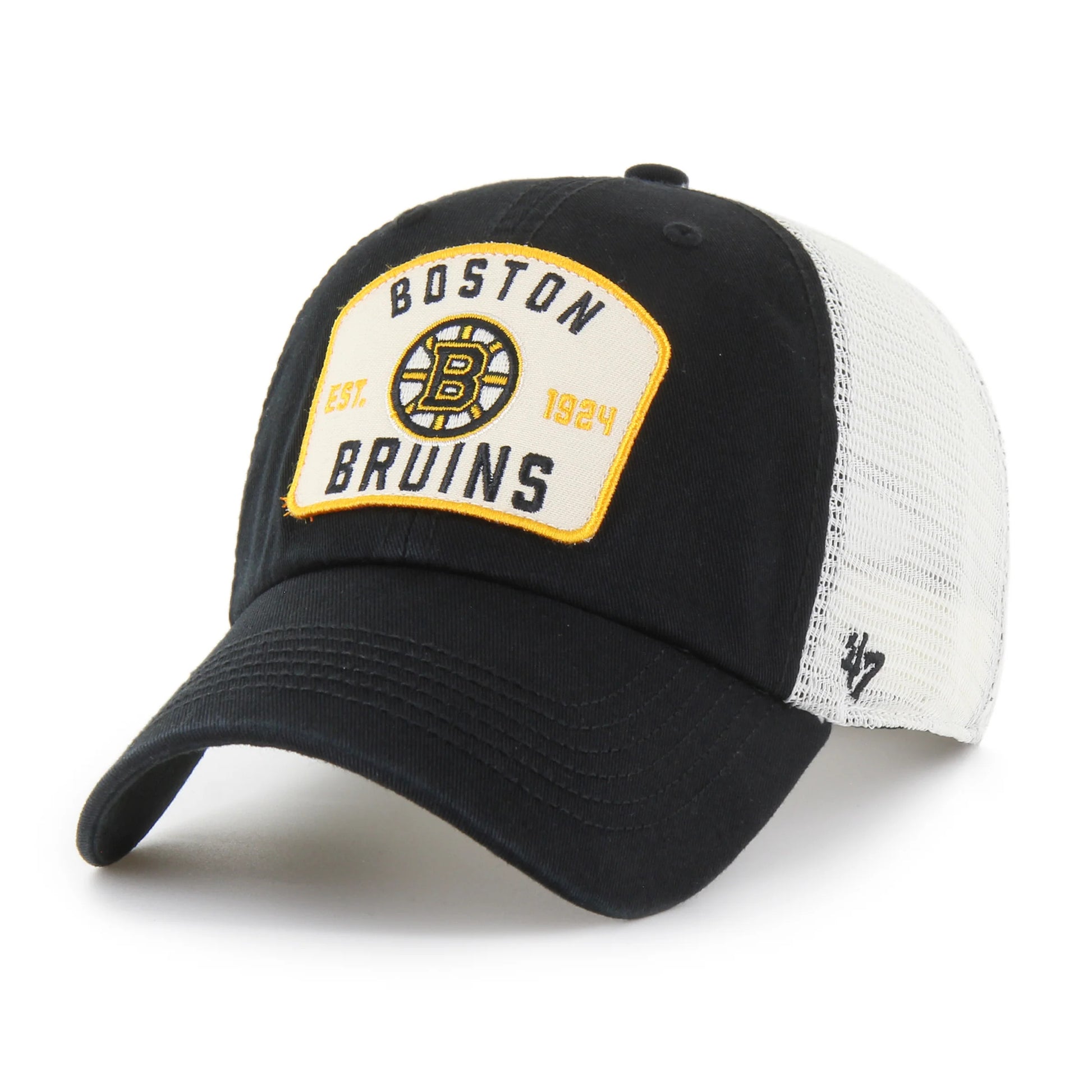 47 Brand Boston Bruins Mccall Clean Up Snapback Hat - Black/White - Leaside Hockey Shop Inc.