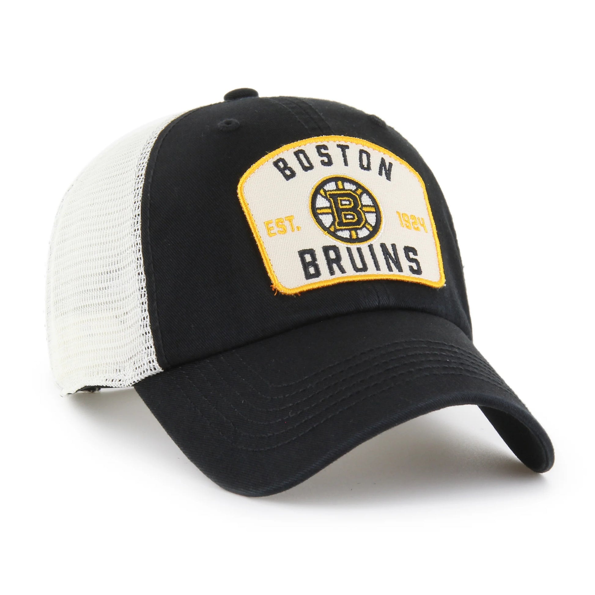 47 Brand Boston Bruins Mccall Clean Up Snapback Hat - Black/White - Leaside Hockey Shop Inc.