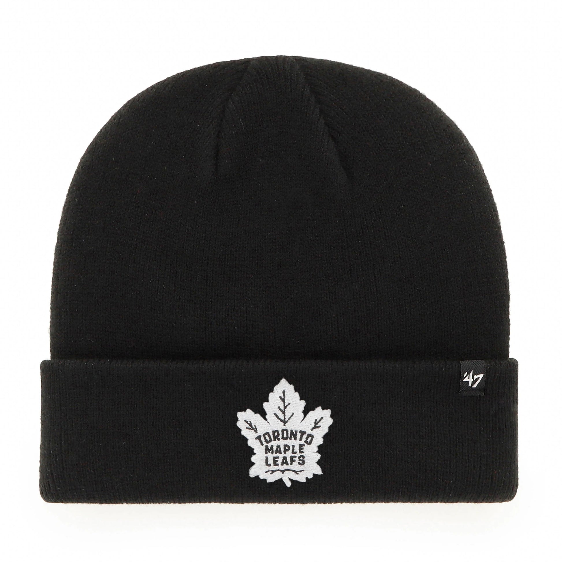 47 Brand Toronto Maple Leafs Attitude Knit Raised Cuff Toque Beanie Hat - Black - Leaside Hockey Shop Inc.