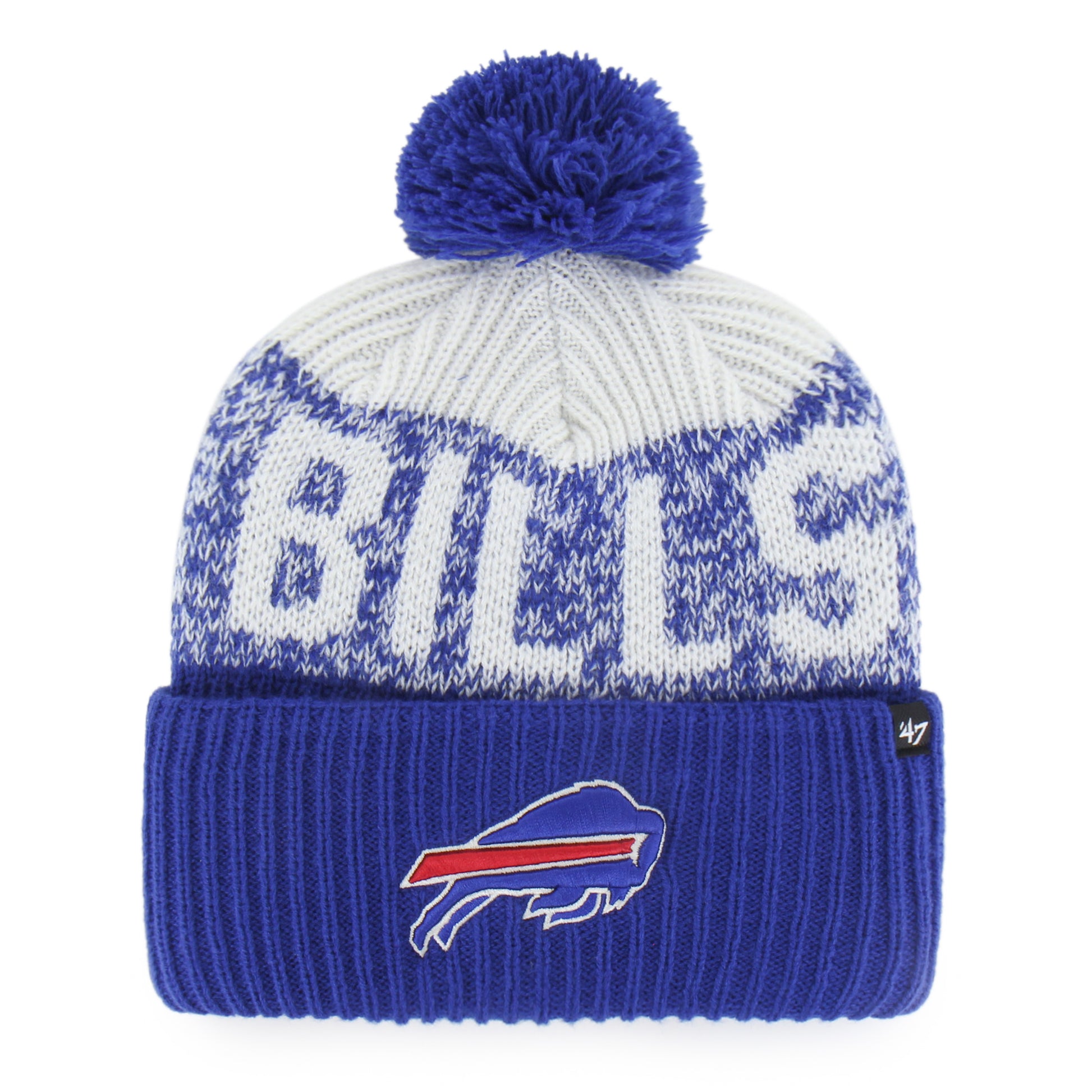 47 Brand Buffalo Bills Bone Chill Knit Bering Toque Beanie Hat - Blue/White