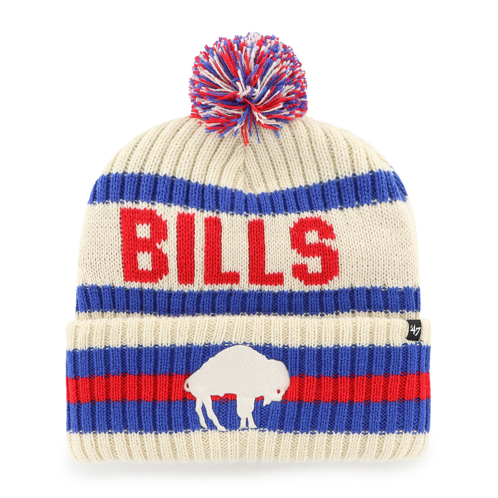 47 Brand Buffalo Bills Legacy Knit Bering Toque Beanie Hat - Cream/Blue Striped