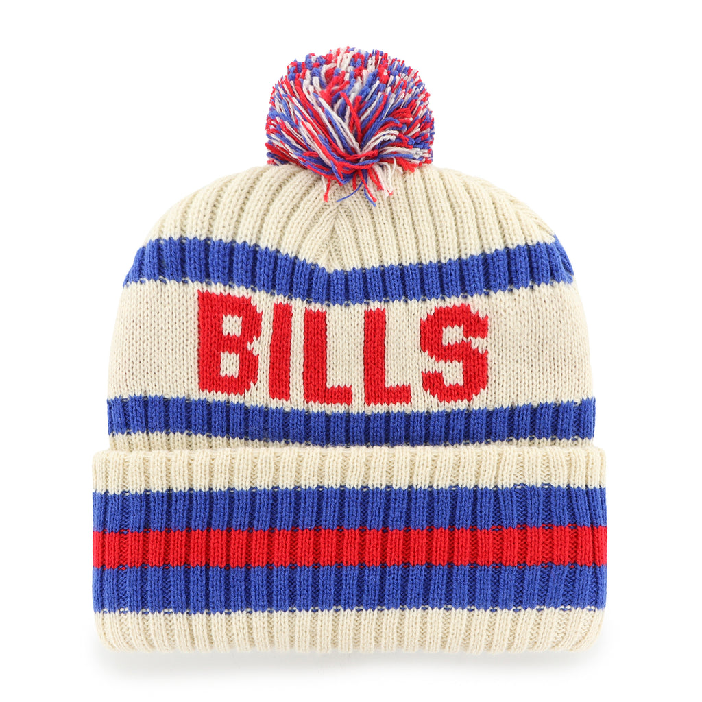 47 Brand Buffalo Bills Legacy Knit Bering Toque Beanie Hat - Cream/Blue Striped