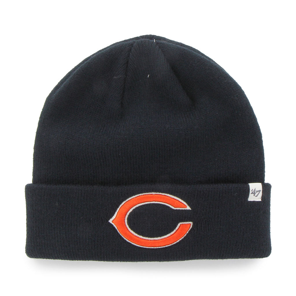 47 Brand Chicago Bears Knit Raised Cuff Toque Beanie Hat - Black
