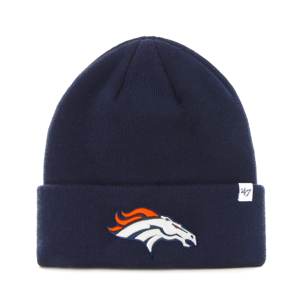 47 Brand Denver Broncos Knit Raised Cuff Toque Beanie Hat - Navy Blue