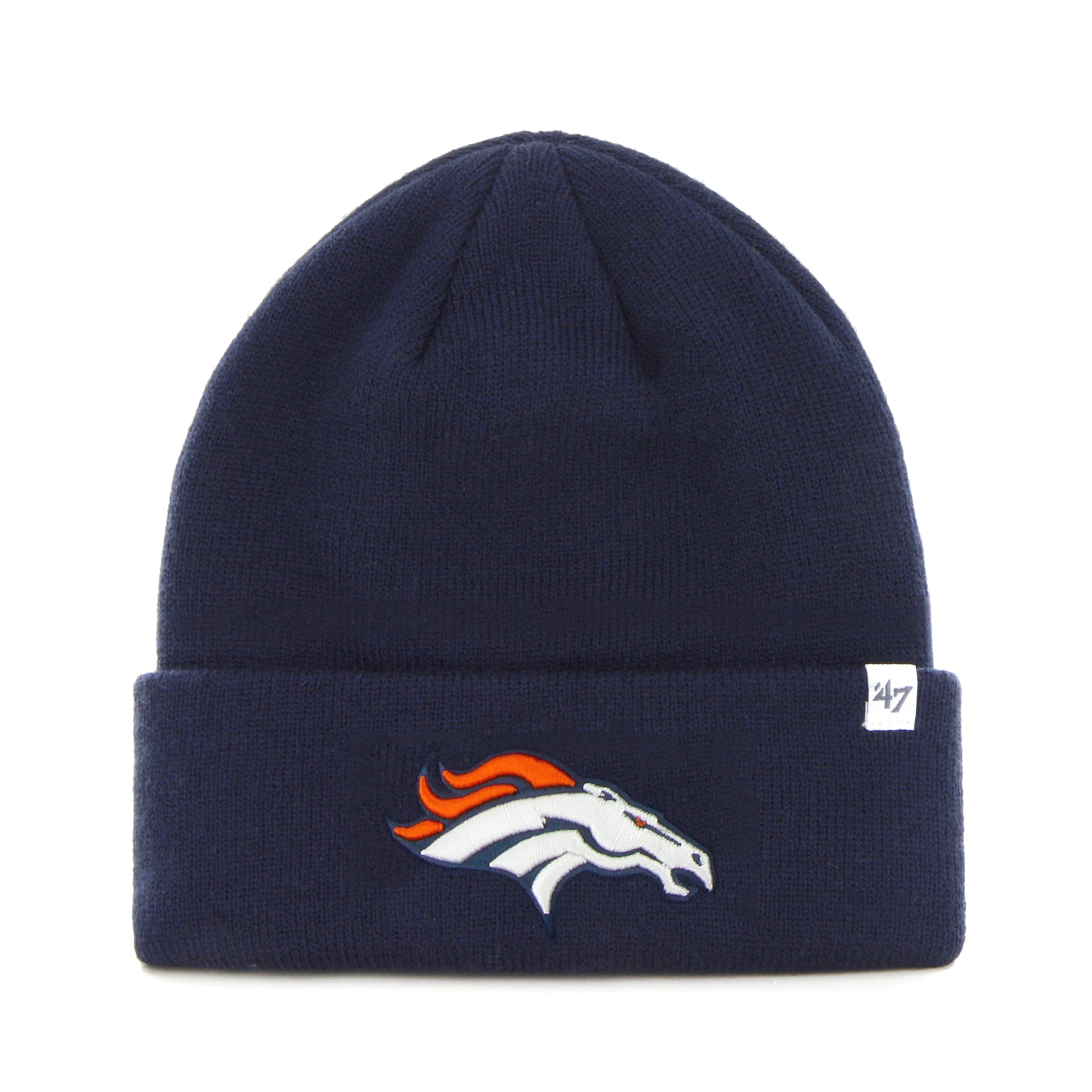 47 Brand Denver Broncos Knit Raised Cuff Toque Beanie Hat - Navy Blue