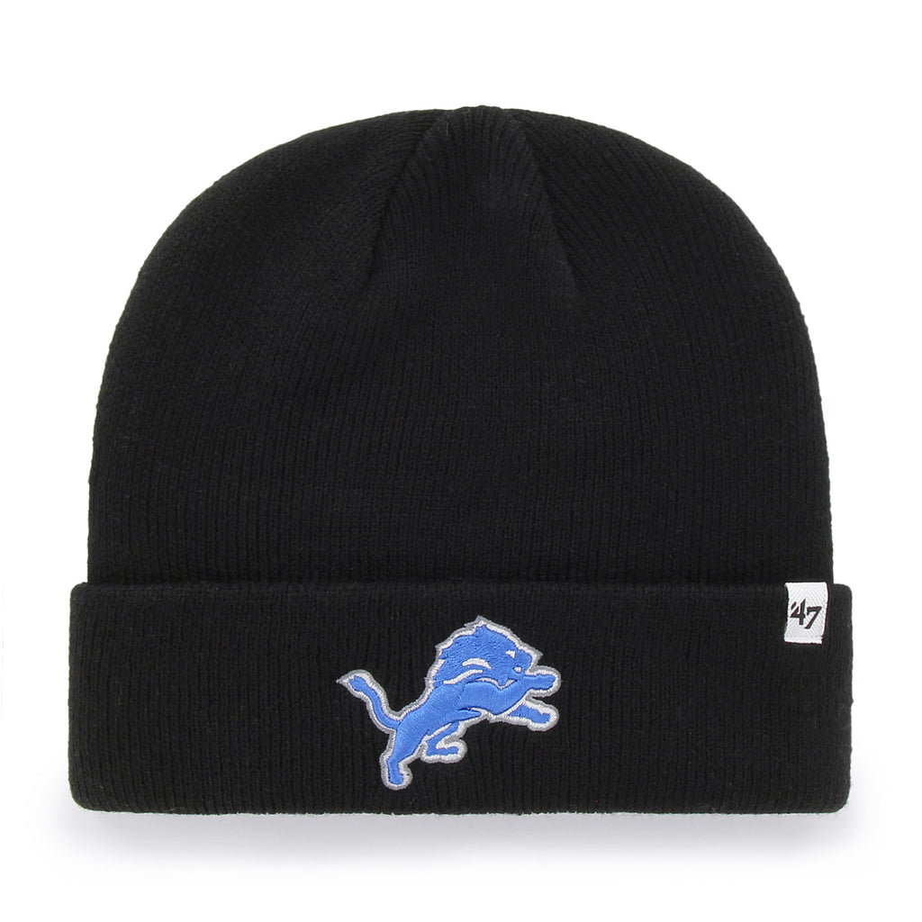 47 Brand Detroit Lions Knit Raised Cuff Toque Beanie Hat - Black