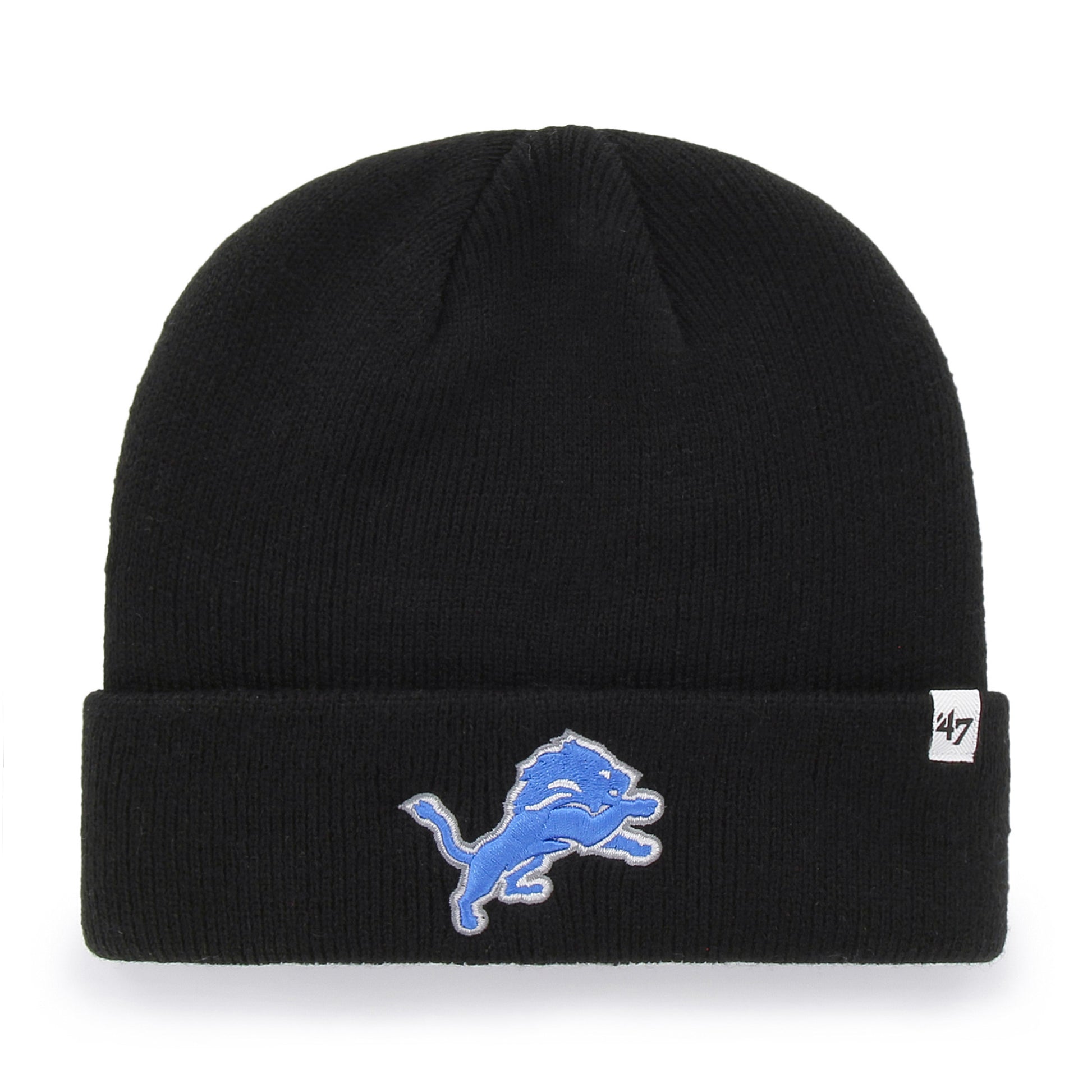 47 Brand Detroit Lions Knit Raised Cuff Toque Beanie Hat - Black