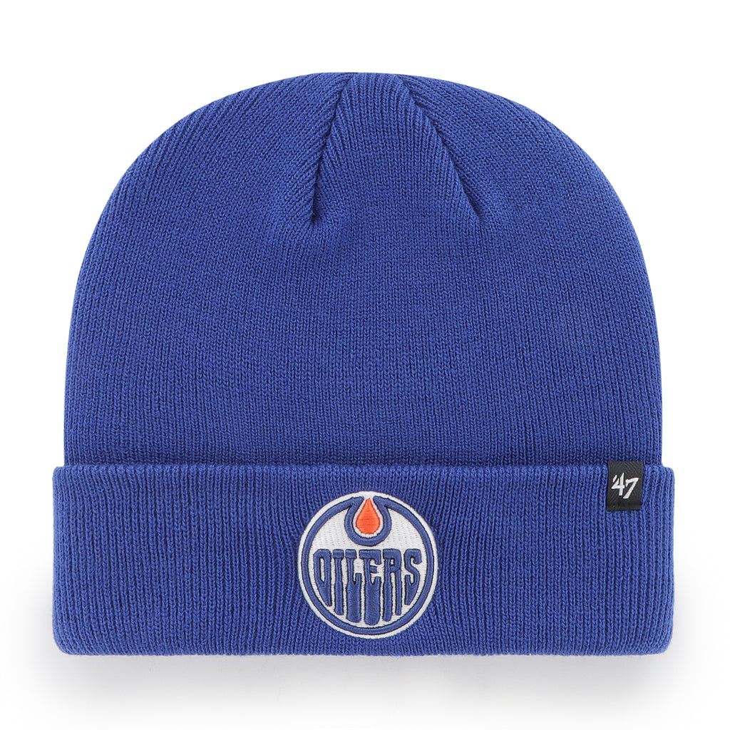 47 Brand Edmonton Oilers Knit Raised Cuff Toque Beanie Hat - Blue - Leaside Hockey Shop Inc.