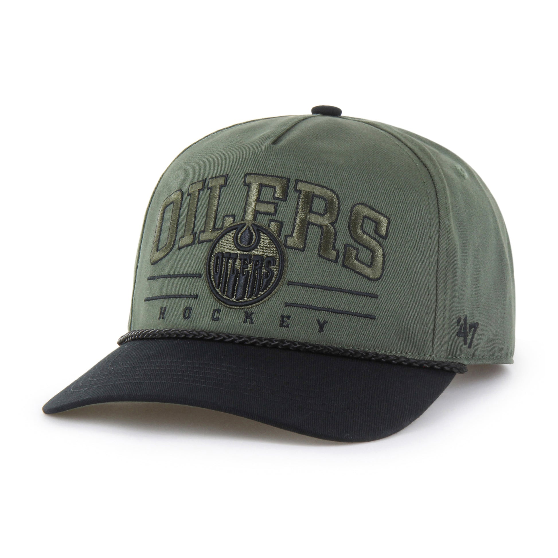 47 Brand Edmonton Oilers Roscoe Rope Hitch Snapback Hat - Army Green