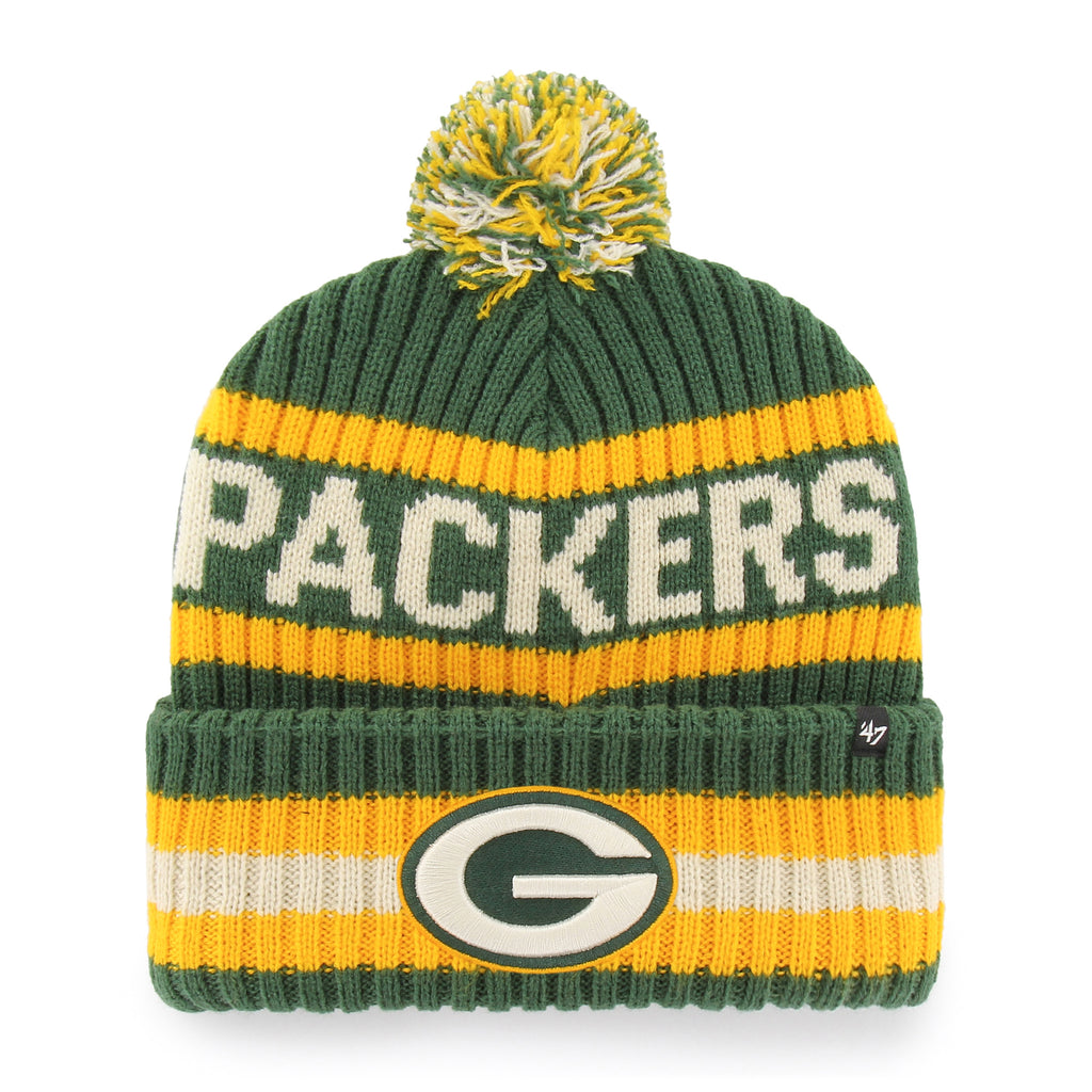 47 Brand Green Bay Packers Knit Bering Toque Beanie Hat - Green/Yellow/Striped