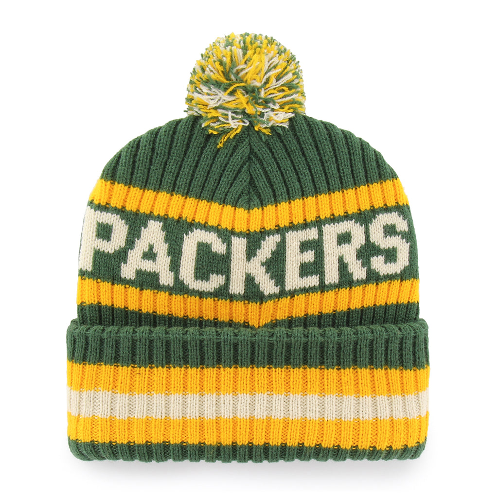 47 Brand Green Bay Packers Knit Bering Toque Beanie Hat - Green/Yellow/Striped