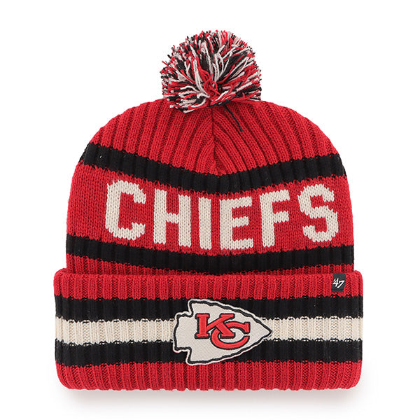 47 Brand Kansas City Chiefs Knit Bering Toque Beanie Hat - Red/Striped