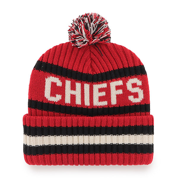 47 Brand Kansas City Chiefs Knit Bering Toque Beanie Hat - Red/Striped