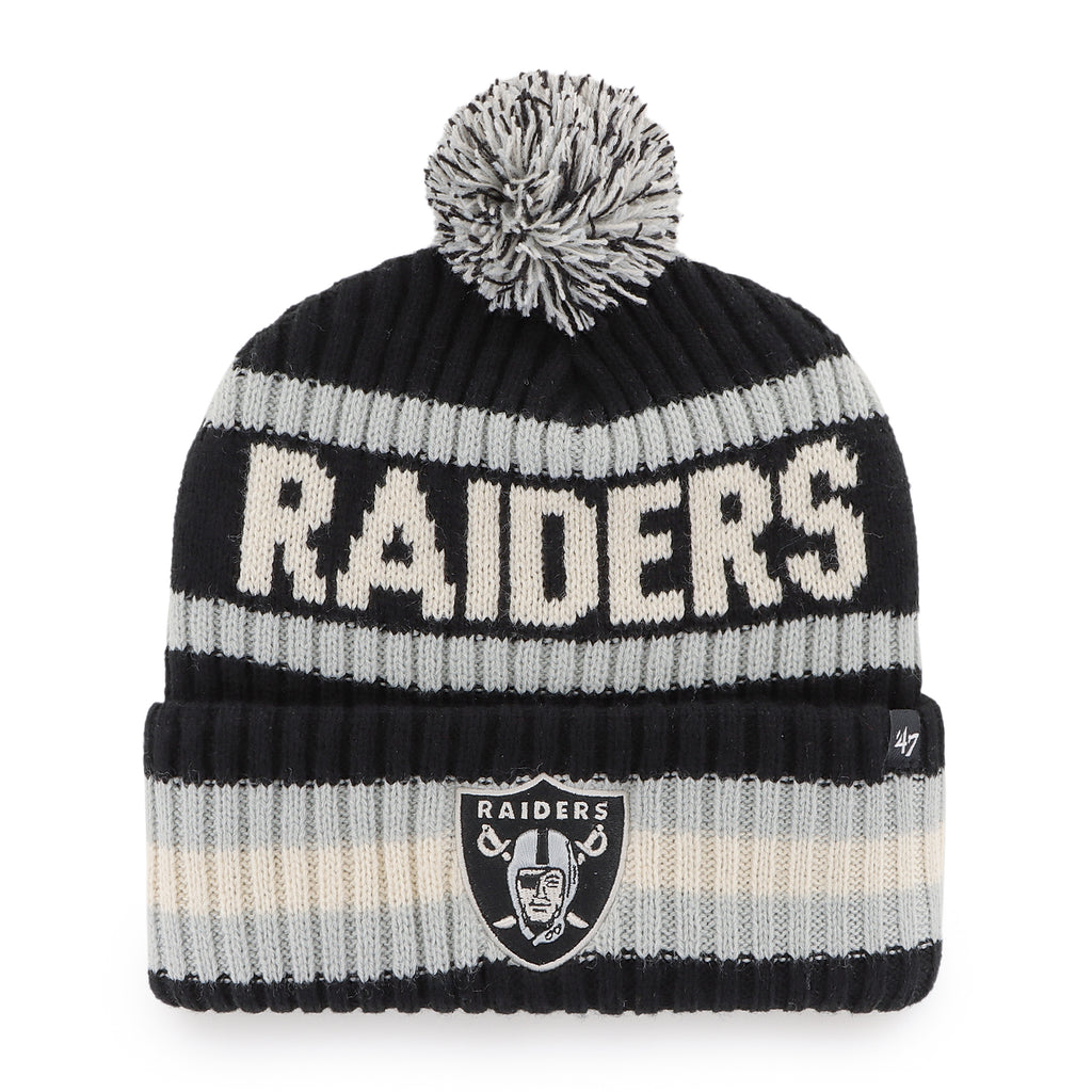 47 Brand Las Vegas Raiders Knit Bering Toque Beanie Hat - Black/Grey Striped