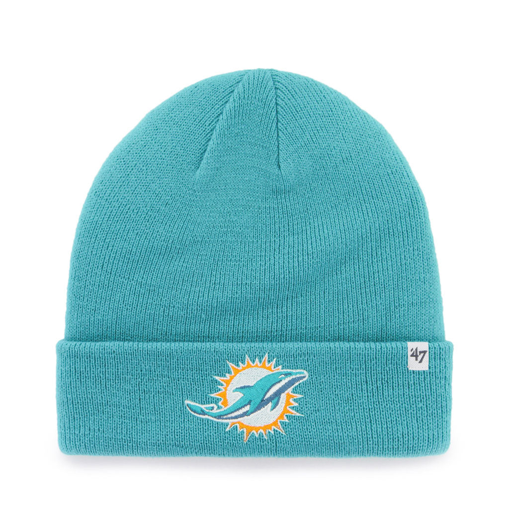 47 Brand Miami Dolphins Knit Raised Cuff Toque Beanie Hat - Teal