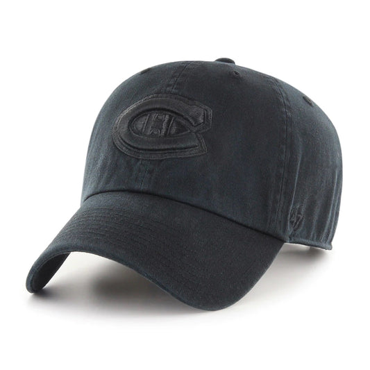47 Brand Montreal Canadiens Clean Up Hat - Black/Black - Leaside Hockey Shop Inc.
