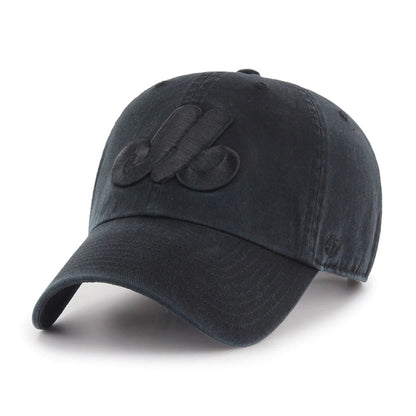 47 Brand Montreal Expos Clean Up Hat - Black/Black - Leaside Hockey Shop Inc.