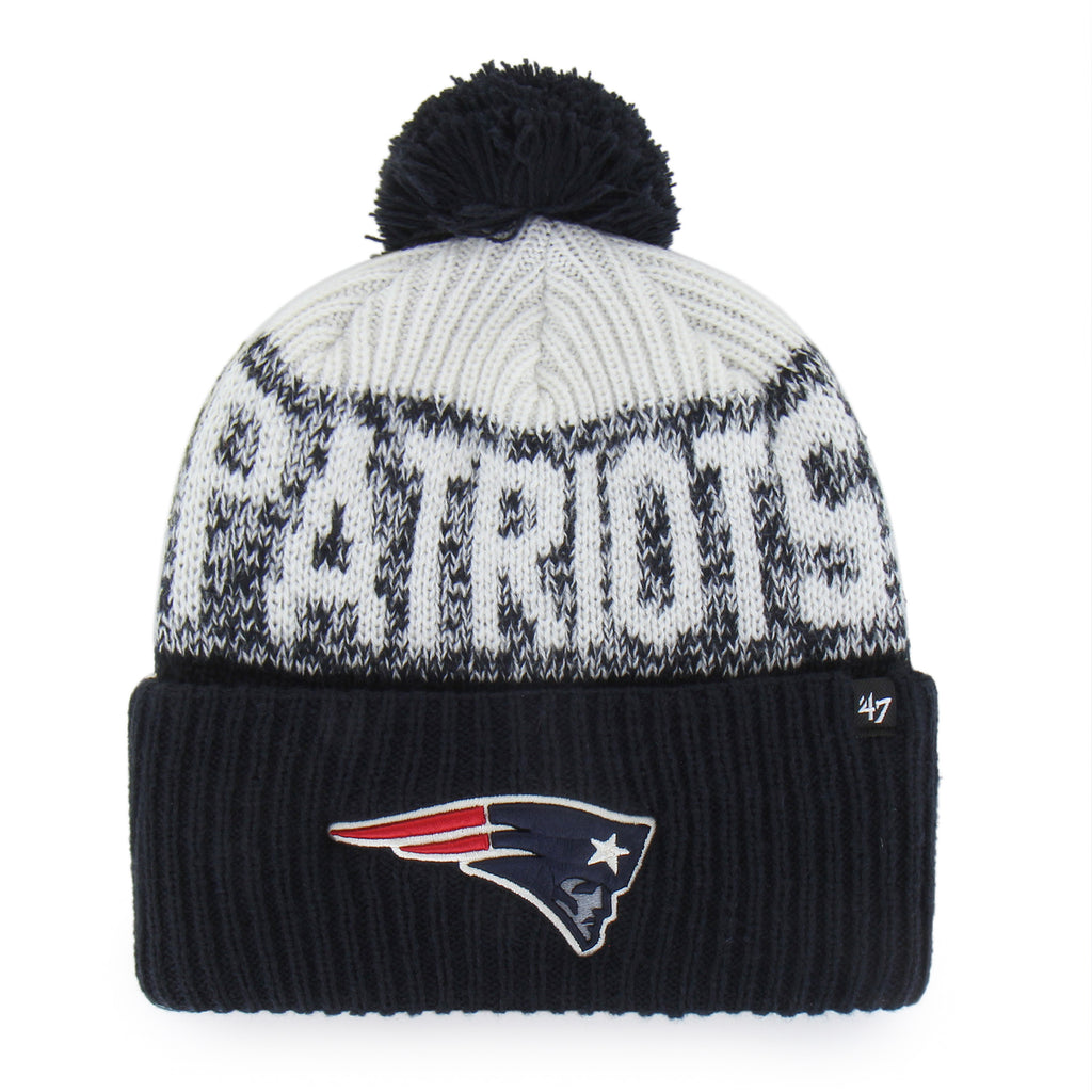 47 Brand New England Patriots Bone Chill Knit Bering Toque Beanie Hat - Navy