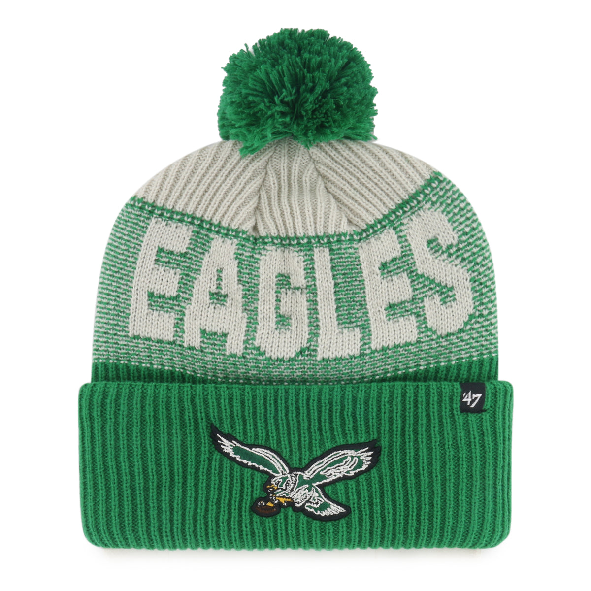 47 Brand Philadelphia Eagles Bone Chill Knit Bering Toque Beanie Hat - Green