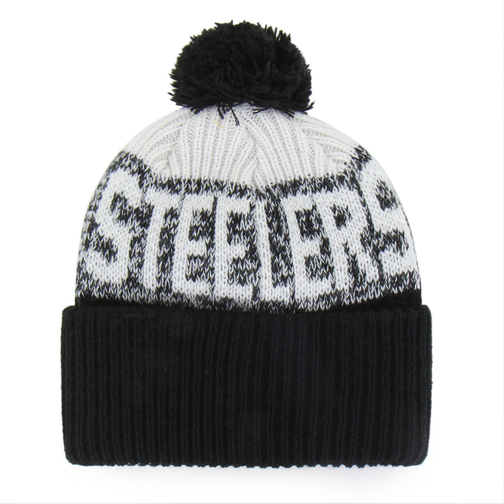 47 Brand Pittsburgh Steelers Bone Chill Knit Bering Toque Beanie Hat - Black