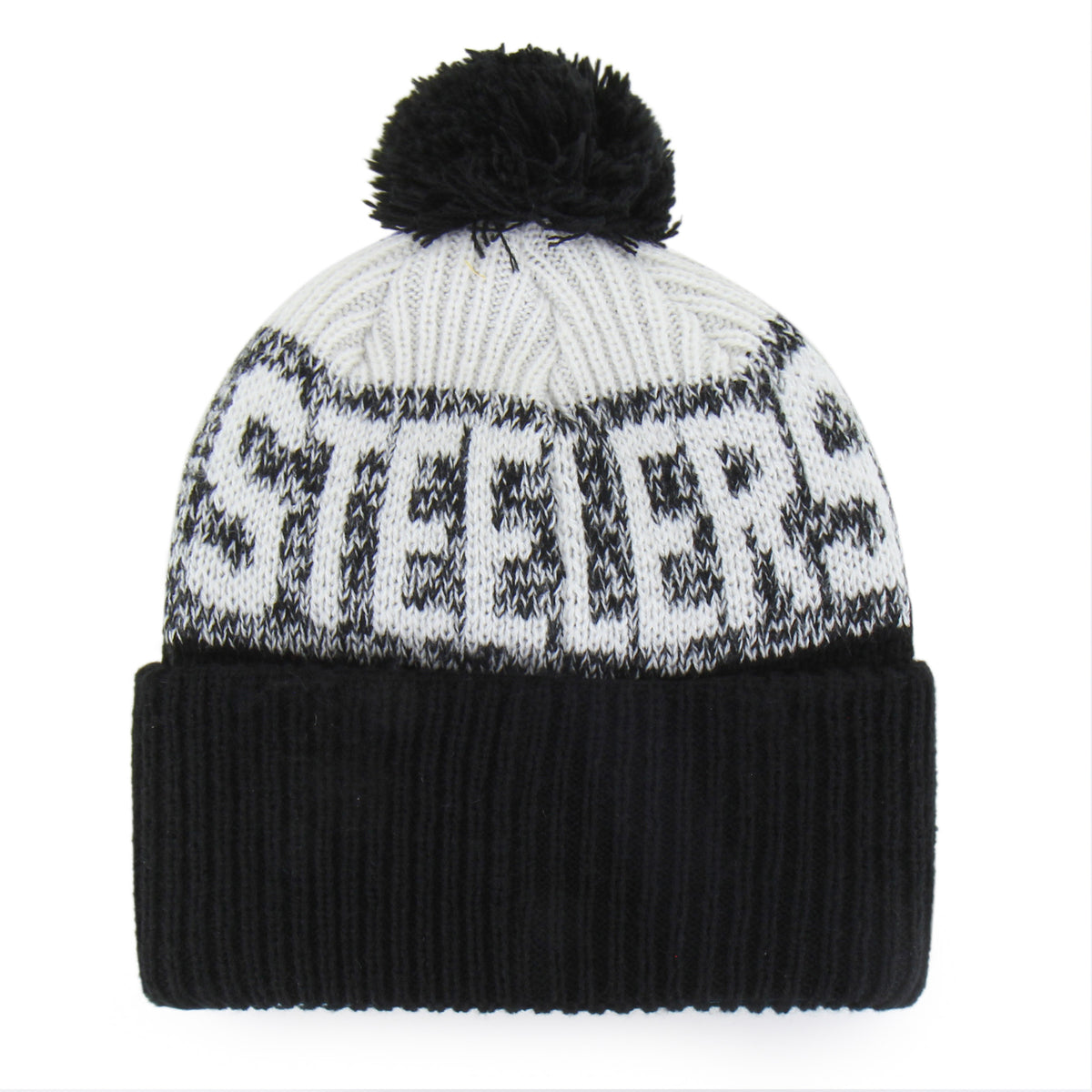 47 Brand Pittsburgh Steelers Bone Chill Knit Bering Toque Beanie Hat - Black