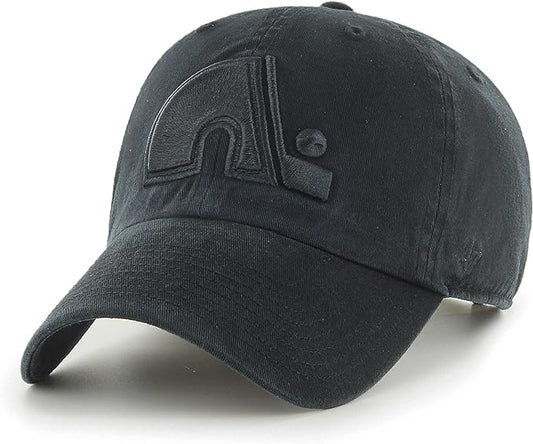 47 Brand Quebec Nordiques Clean Up Hat - Black/Black - Leaside Hockey Shop Inc.