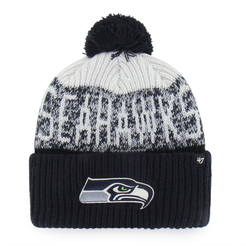 47 Brand Seattle Seahawks Bone Chill Knit Bering Toque Beanie Hat - Navy
