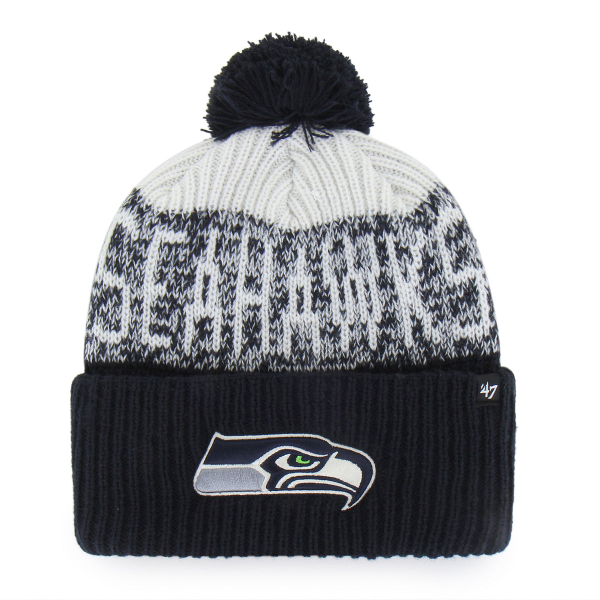 47 Brand Seattle Seahawks Bone Chill Knit Bering Toque Beanie Hat - Navy