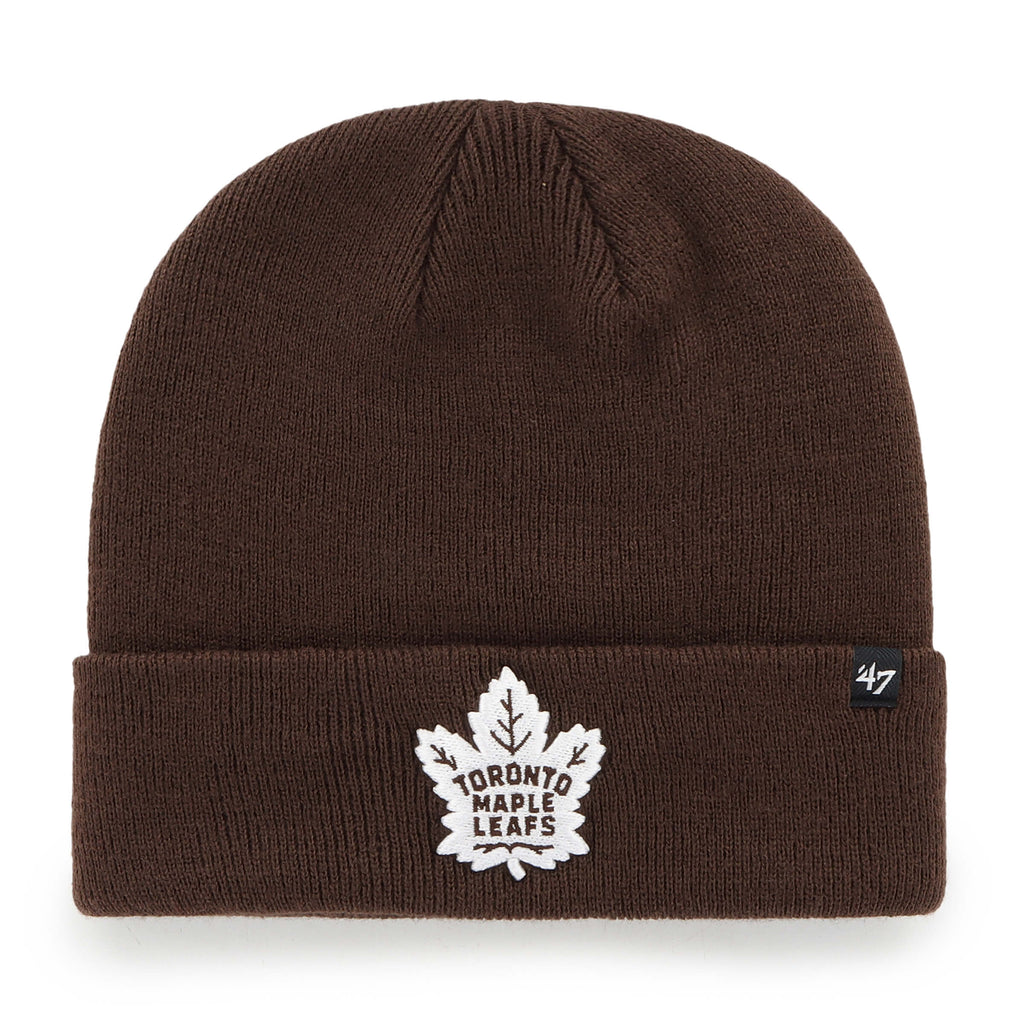 47 Brand Toronto Maple Leafs Dark Chocolate Raised Cuffed Knit Hat - Brown