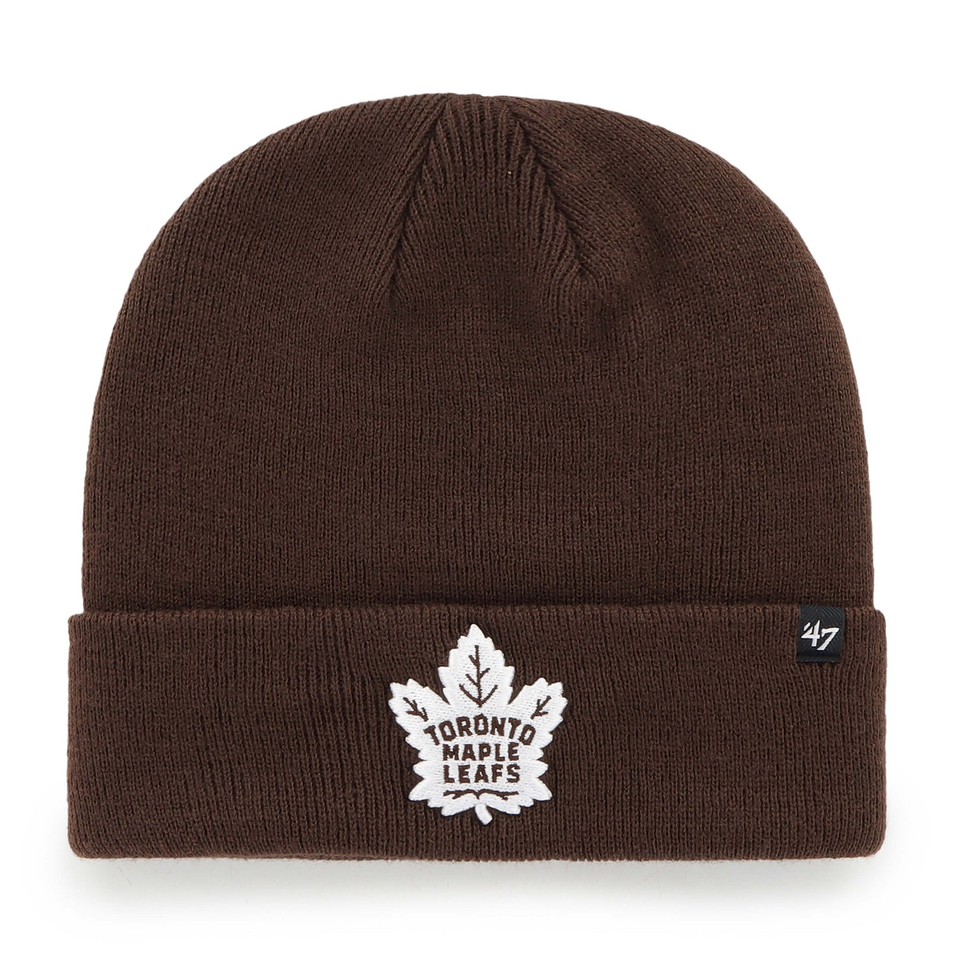 47 Brand Toronto Maple Leafs Dark Chocolate Raised Cuffed Knit Hat - Brown