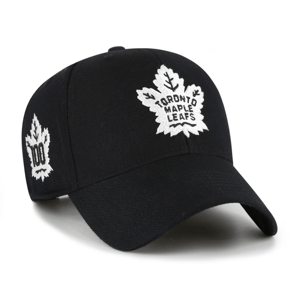 47 Brand Toronto Maple Leafs Retro Snapback Hat - NHL Black & White Sure Shot MVP