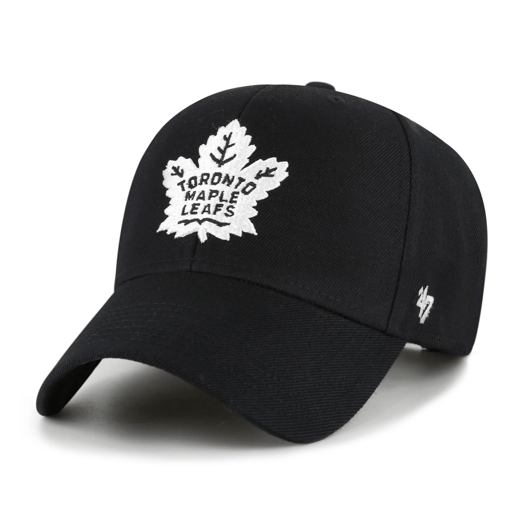 47 Brand Toronto Maple Leafs Retro Snapback Hat - NHL Black & White Sure Shot MVP
