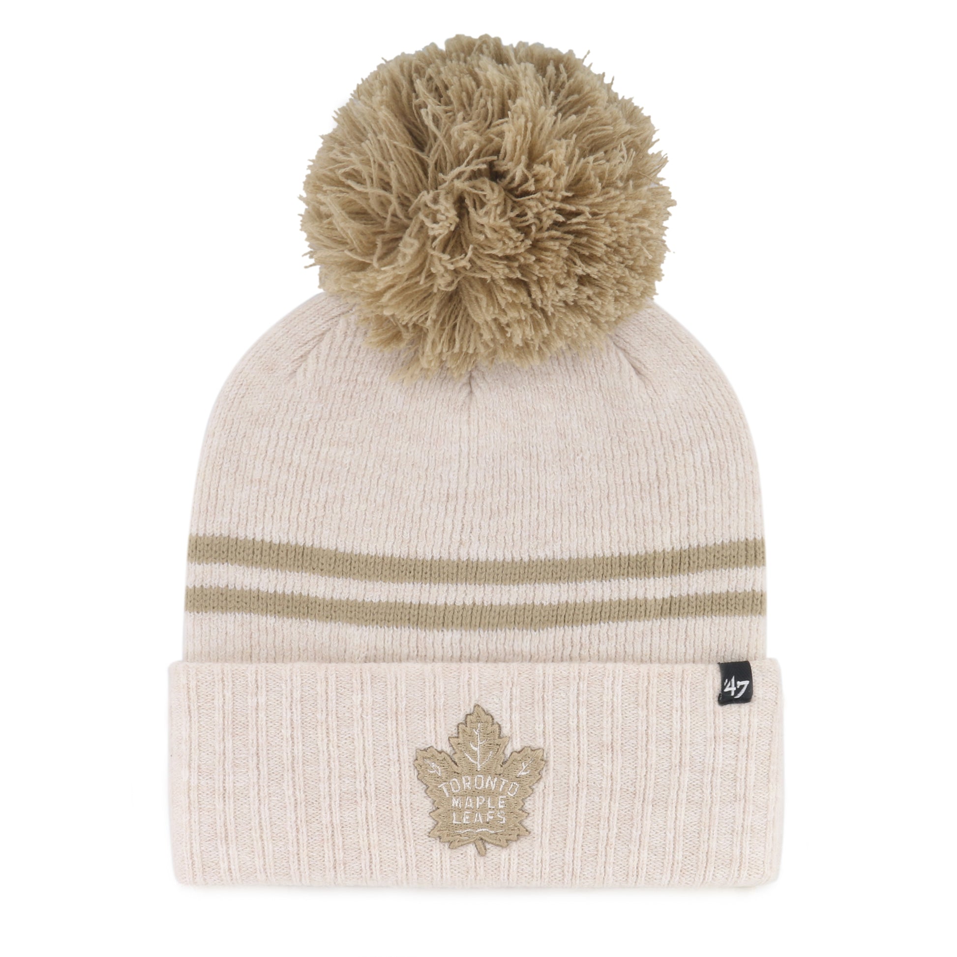 47 Brand Toronto Maple Leafs Women's Latte Knit Toque Hat with Pom - Beige - Leaside Hockey Shop Inc.