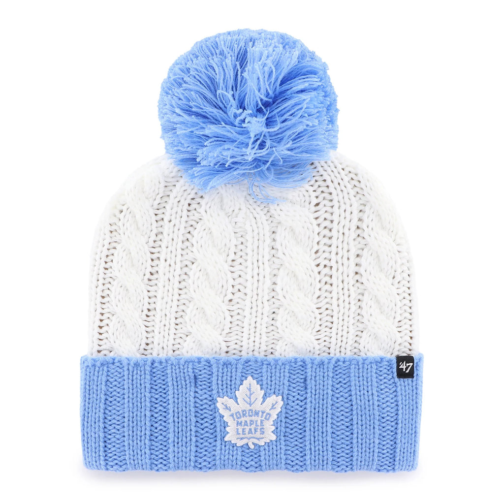 47 Brand Toronto Maple Leafs Women's Luminance Knit Toque Hat - White/Light Blue - Leaside Hockey Shop Inc.