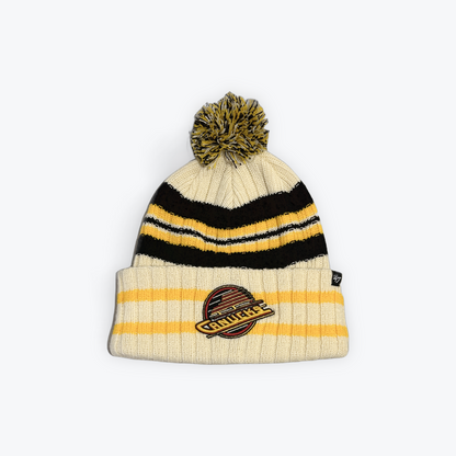 47 Brand Vancouver Canucks Hone Vintage Knit Toque Hat - Cream/Yellow/Black