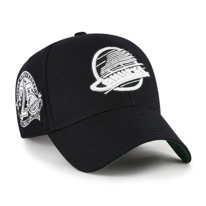 47 Brand Vancouver Canucks Retro Snapback Hat - NHL Black & White Sure Shot MVP