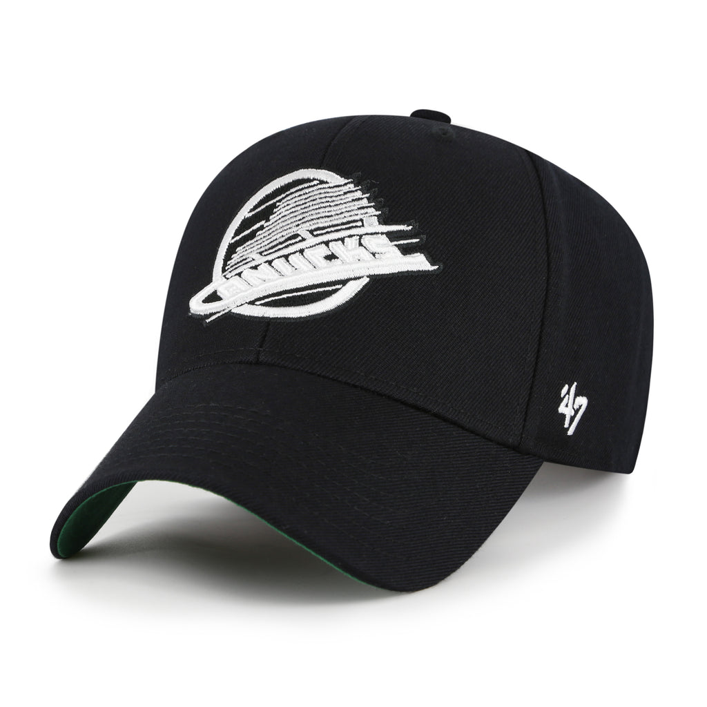 47 Brand Vancouver Canucks Retro Snapback Hat - NHL Black & White Sure Shot MVP