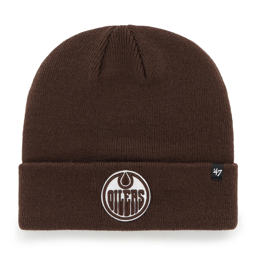 47 Brand Edmonton Oilers Dark Chocolate Raised Cuffed Knit Hat - Brown