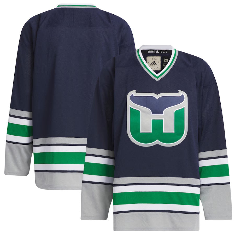 Adidas Authentic Hartford Whalers Mens Team Classic Navy Jersey - Leaside Hockey Shop Inc.