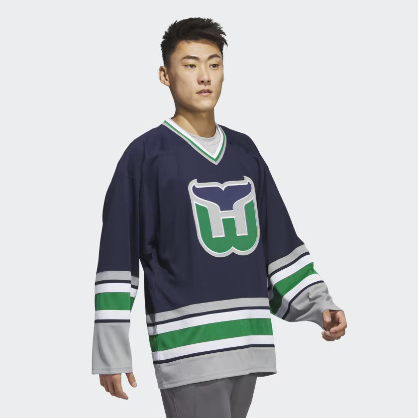 Adidas Authentic Hartford Whalers Mens Team Classic Navy Jersey - Leaside Hockey Shop Inc.