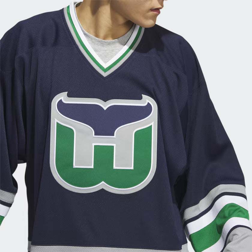 Adidas Authentic Hartford Whalers Mens Team Classic Navy Jersey - Leaside Hockey Shop Inc.
