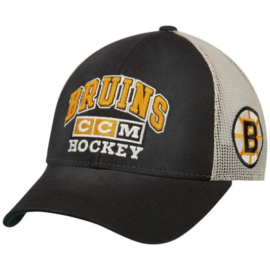 CCM Vintage Boston Bruins Trucker Mesh Snapback Hat - Leaside Hockey Shop Inc.