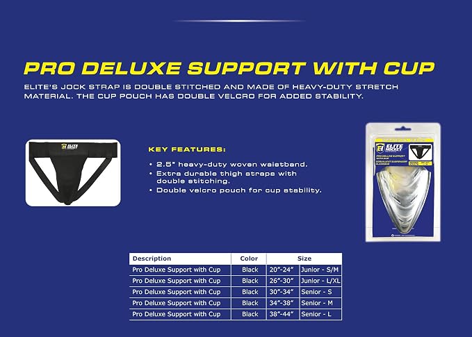 Elite Hockey Pro Deluxe Support Jockstrap with Cup - Senior