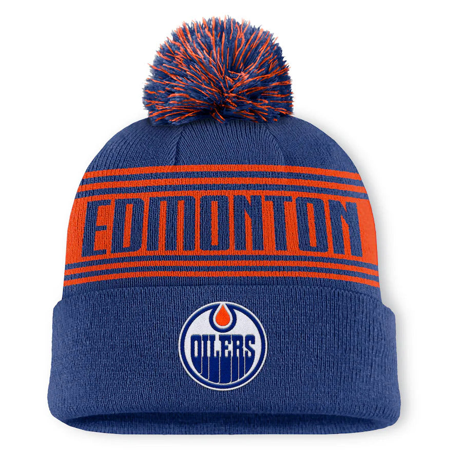 Fanatics Edmonton Oilers Enforcer Pom Toque Beanie Hat