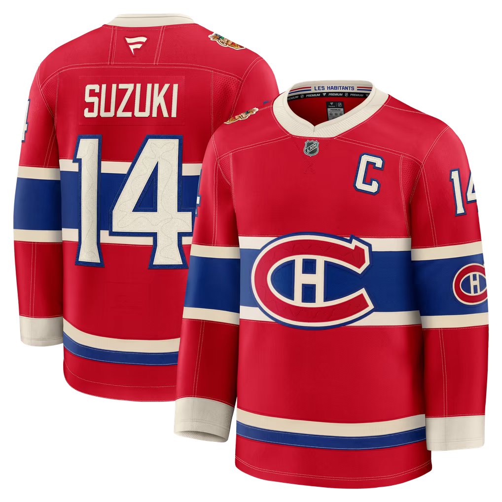 Nick Suzuki Montreal Canadiens Heritage Fanatics Premium Jersey - Red