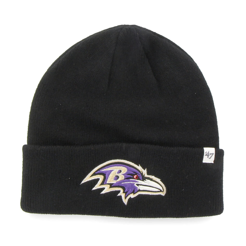 47 Brand Baltimore Ravens Knit Raised Cuff Toque Beanie Hat - Black