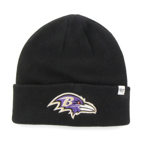 47 Brand Baltimore Ravens Knit Raised Cuff Toque Beanie Hat - Black